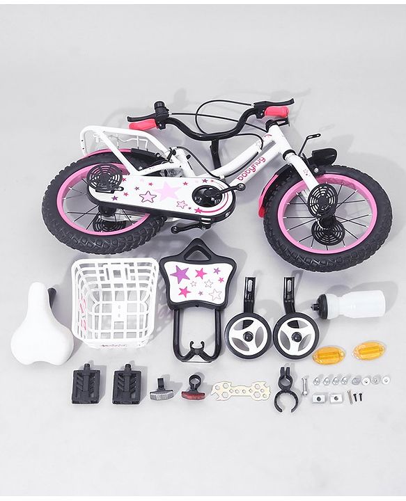 Babyhug Speedy Bicycle With Bell - Pink White| Storage Basket| Durable Brake