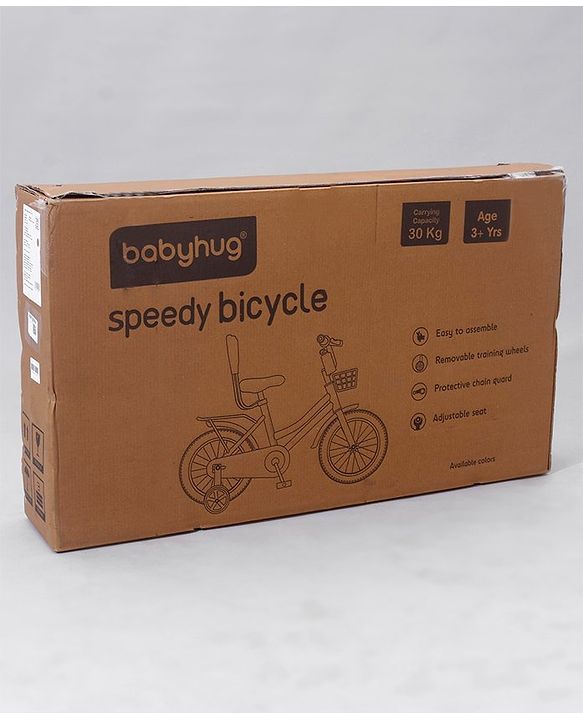 Babyhug Speedy Bicycle With Bell - Pink White| Storage Basket| Durable Brake