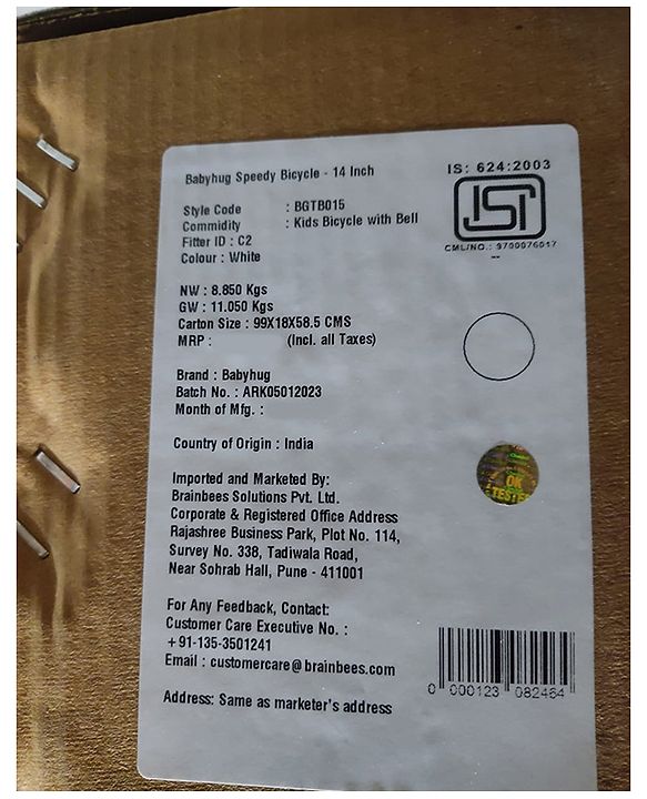 Babyhug Speedy Bicycle With Bell - Pink White| Storage Basket| Durable Brake