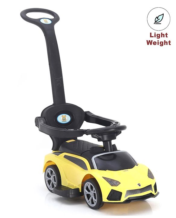 Babyhug 3 in 1 Manual Push Ride on Car with Parent Push Handle - Yellow