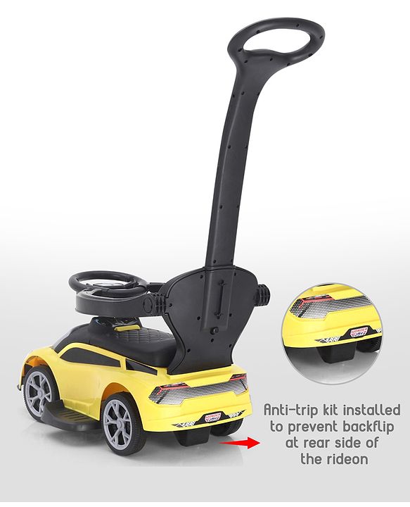 Babyhug 3 in 1 Manual Push Ride on Car with Parent Push Handle - Yellow