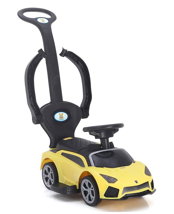 Babyhug 3 in 1 Manual Push Ride on Car with Parent Push Handle - Yellow