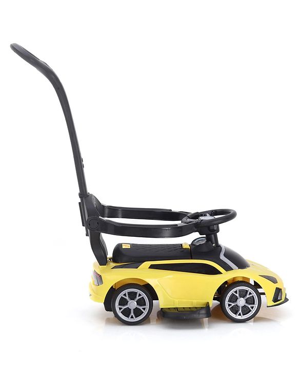 Babyhug 3 in 1 Manual Push Ride on Car with Parent Push Handle - Yellow