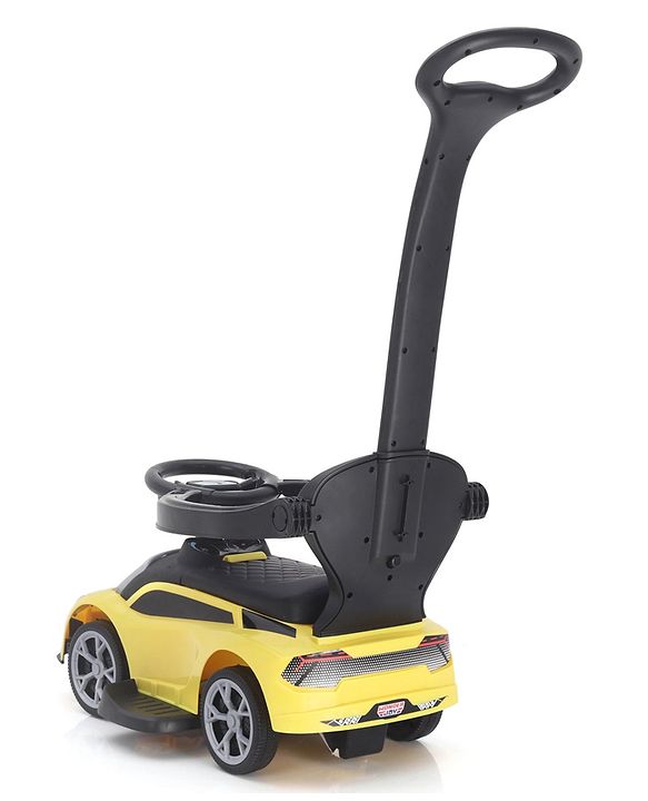 Babyhug 3 in 1 Manual Push Ride on Car with Parent Push Handle - Yellow