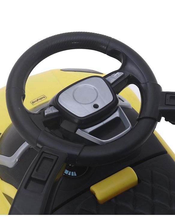 Babyhug 3 in 1 Manual Push Ride on Car with Parent Push Handle - Yellow