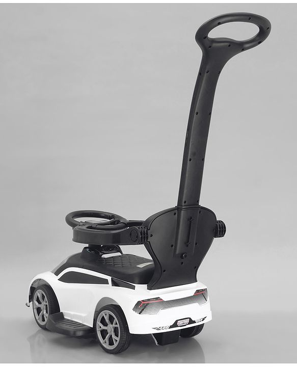 Babyhug 3 in 1 Manual Push Ride on Car with Parent Push Handle - White
