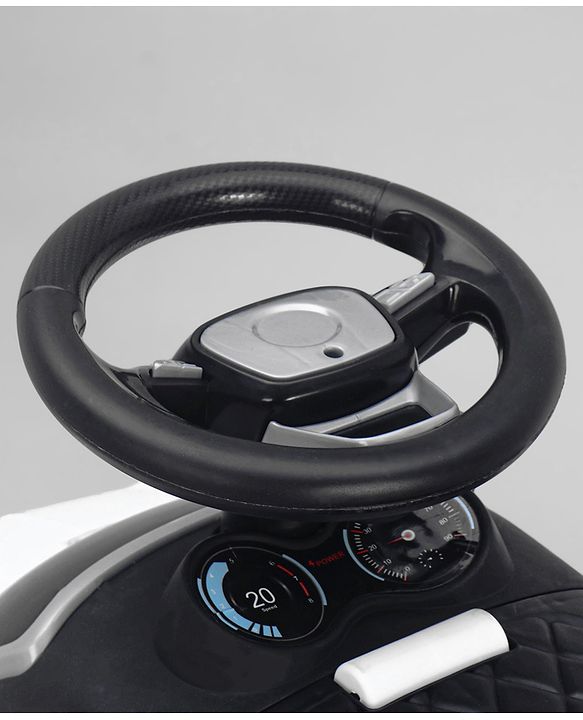 Babyhug 3 in 1 Manual Push Ride on Car with Parent Push Handle - White