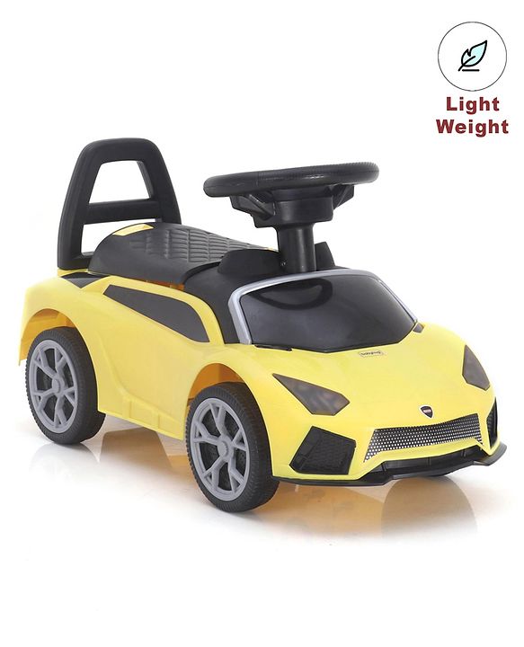 Babyhug Car Shape Manual Push Ride On With Storage -Yellow