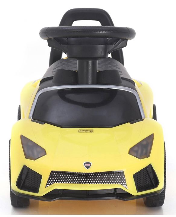 Babyhug Car Shape Manual Push Ride On With Storage -Yellow