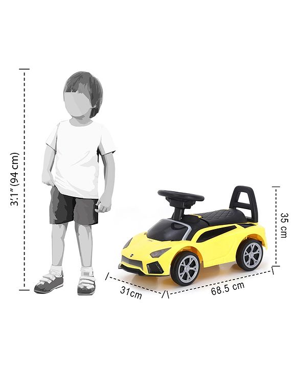Babyhug Car Shape Manual Push Ride On With Storage -Yellow