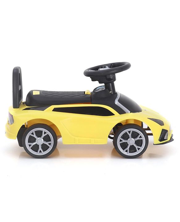 Babyhug Car Shape Manual Push Ride On With Storage -Yellow