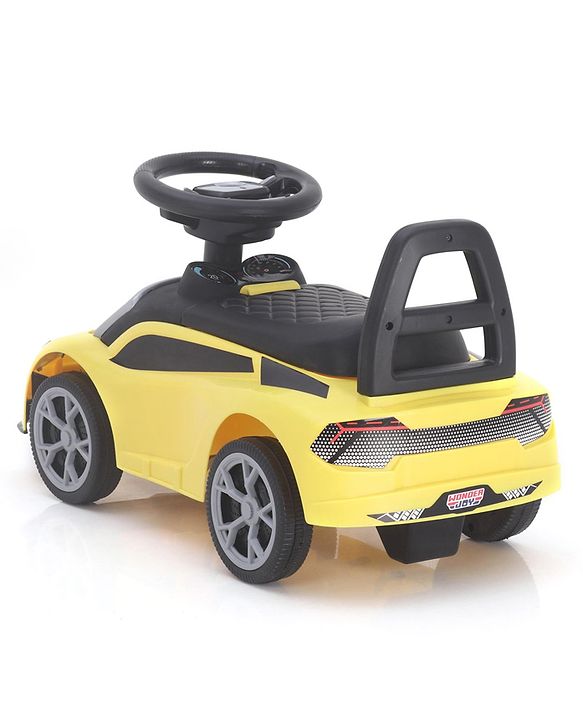 Babyhug Car Shape Manual Push Ride On With Storage -Yellow