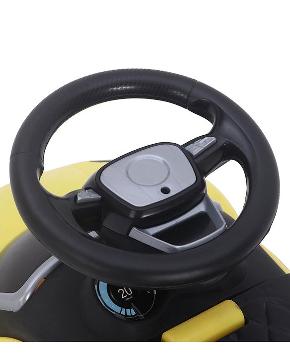 Babyhug Car Shape Manual Push Ride On With Storage -Yellow