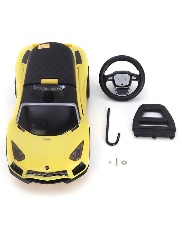 Babyhug Car Shape Manual Push Ride On With Storage -Yellow