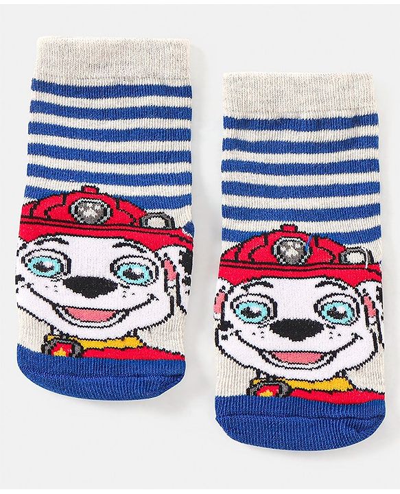Cute Walk By Babyhug Paw Petrol Design Anti-Bacterial Ankle Length Socks Pack Of 3 - Blue & Red