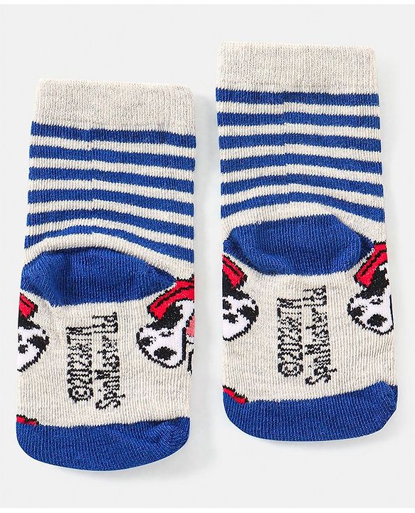 Cute Walk By Babyhug Paw Petrol Design Anti-Bacterial Ankle Length Socks Pack Of 3 - Blue & Red