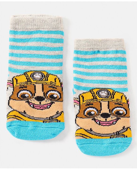 Cute Walk By Babyhug Paw Petrol Design Anti-Bacterial Ankle Length Socks Pack Of 3 - Blue & Red