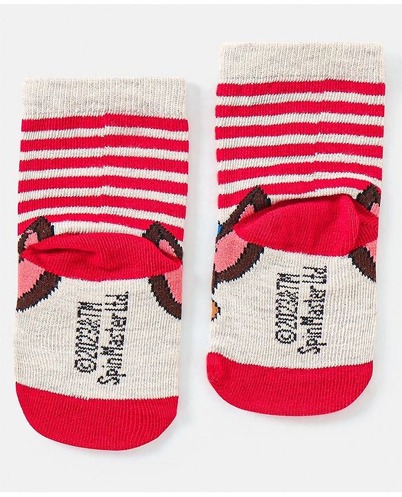 Cute Walk By Babyhug Paw Petrol Design Anti-Bacterial Ankle Length Socks Pack Of 3 - Blue & Red