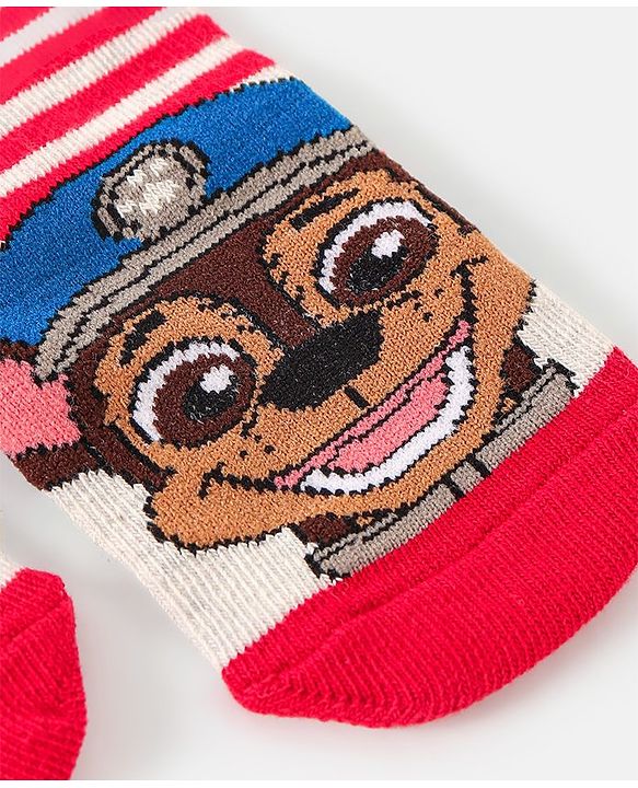 Cute Walk By Babyhug Paw Petrol Design Anti-Bacterial Ankle Length Socks Pack Of 3 - Blue & Red