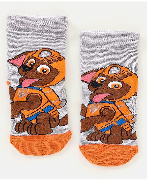 Cutewalk By Babyhug Anti Bacterial Ankle Length Non Terry Socks Paw Patrol Design Pack of 3- Grey & Red