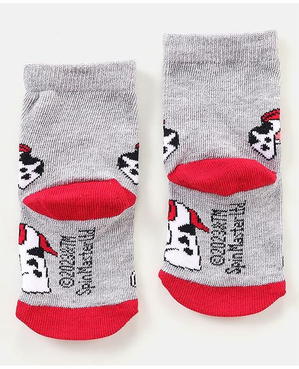 Cutewalk By Babyhug Anti Bacterial Ankle Length Non Terry Socks Paw Patrol Design Pack of 3- Grey & Red