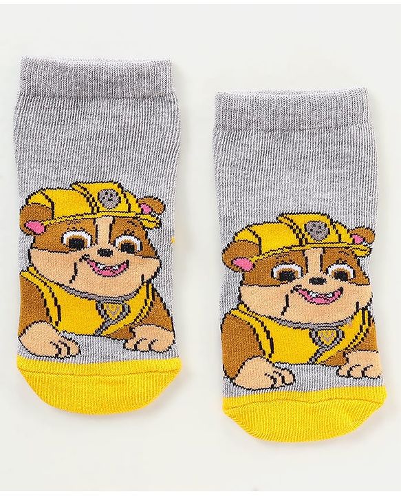 Cutewalk By Babyhug Anti Bacterial Ankle Length Non Terry Socks Paw Patrol Design Pack of 3- Grey & Red
