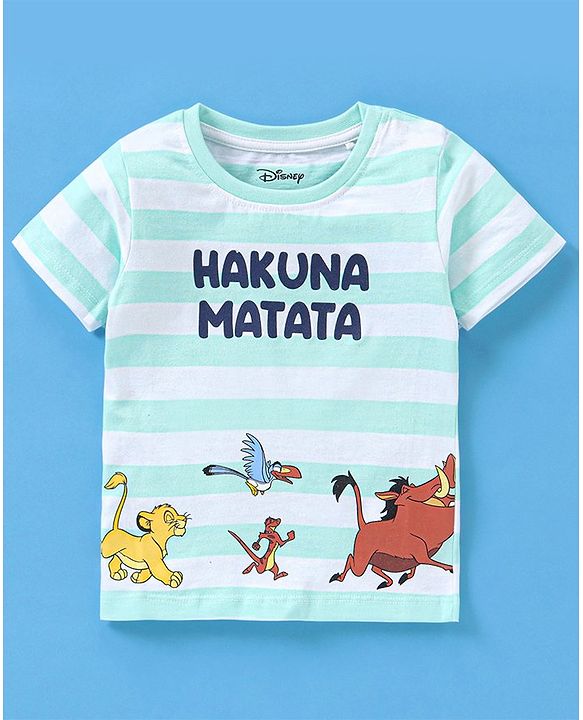 Babyhug Cotton Knit Half Sleeves Hakuna Matata Print T-Shirt - Blue