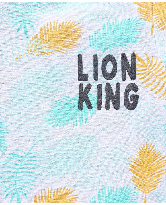 Babyhug Cotton Half Sleeves T-Shirt Lion King Print - White