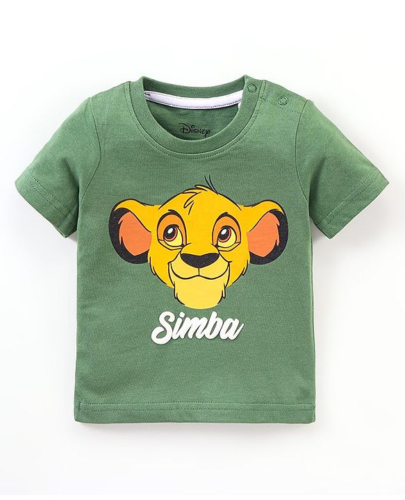 Babyhug Cotton Half Sleeves T-Shirt Simba Print - Green