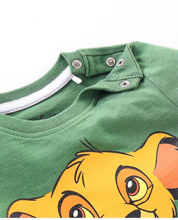 Babyhug Cotton Half Sleeves T-Shirt Simba Print - Green