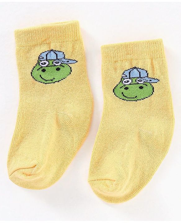 Cute Walk by Babyhug Anti Bacterial Ankle Length Non Terry Striped Socks Pack of 3 - Blue Yellow