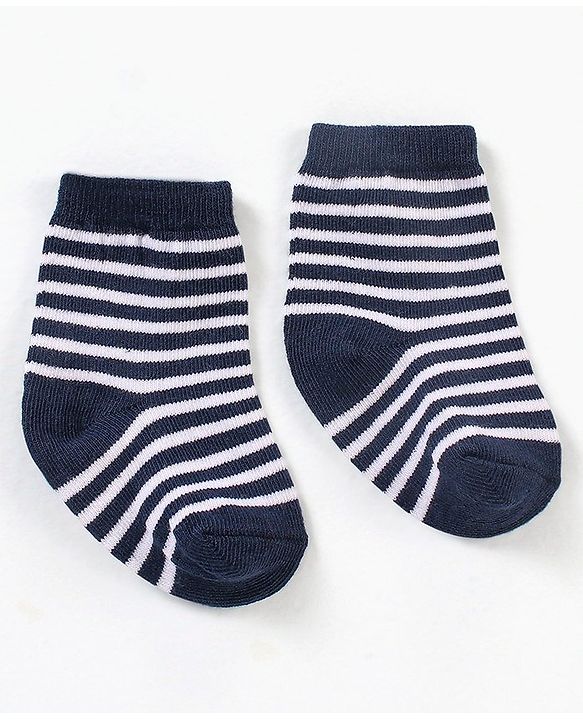 Cute Walk by Babyhug Ankle Length Anti Bacterial Striped Socks Pack Of 3 - Red Black