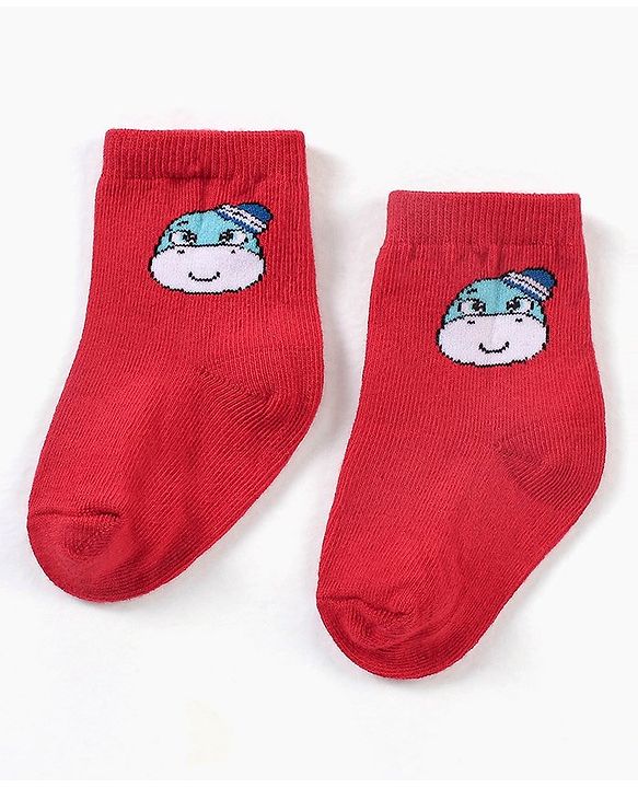 Cute Walk by Babyhug Ankle Length Anti Bacterial Striped Socks Pack Of 3 - Red Black