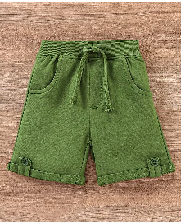 Babyhug 100% Cotton Half Sleeves T-Shirt and Knee Length Shorts Lion Print - White and Olive