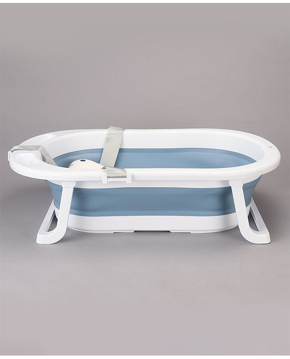 Babyhug Foldable Bath Tub with Printed Cushion - Blue