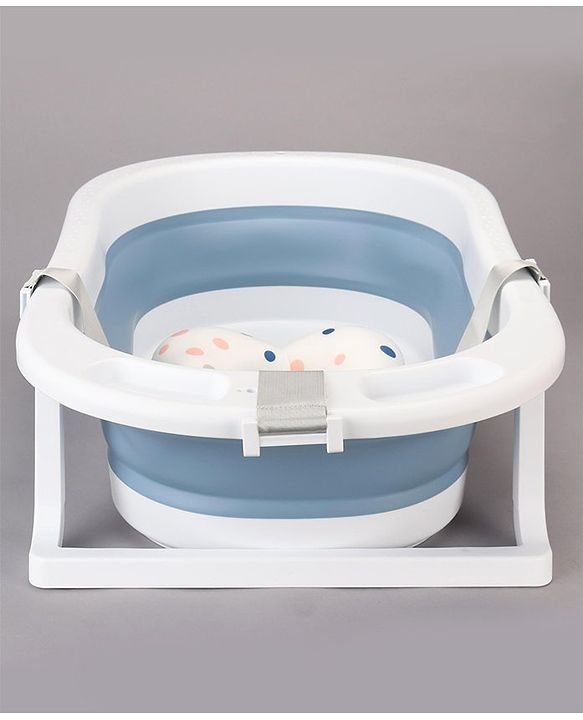 Babyhug Foldable Bath Tub with Printed Cushion - Blue