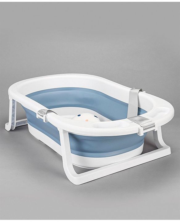 Babyhug Foldable Bath Tub with Printed Cushion - Blue