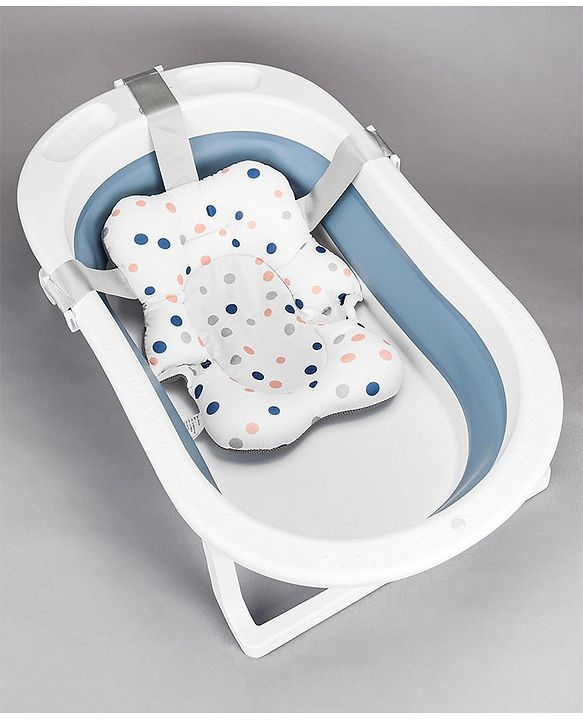Babyhug Foldable Bath Tub with Printed Cushion - Blue