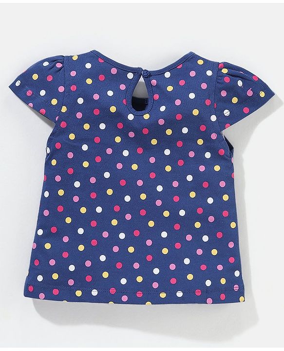 Babyhug Cotton Short Sleeves Tees with Graphics & Frill Detailing Pack of 5 - Blue & Pink