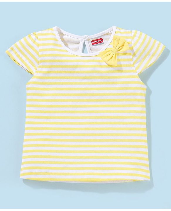 Babyhug Cotton Short Sleeves Tees with Graphics & Frill Detailing Pack of 5 - Blue & Pink