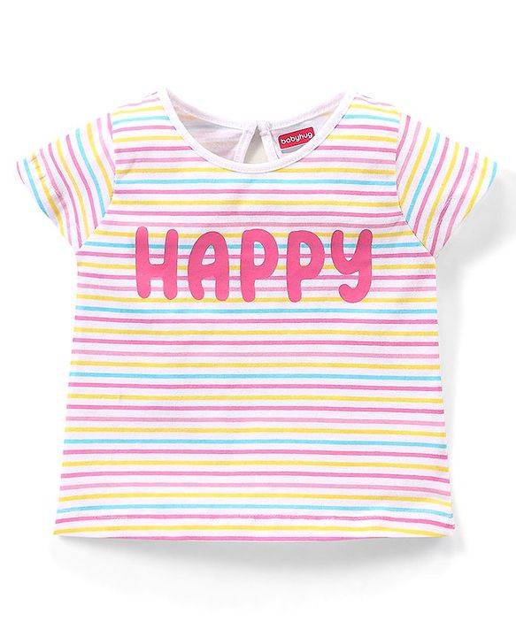 Babyhug 100% Cotton Half Sleeves Tee With Unicorn & Text Graphics Pack of 5- Pink & Blue