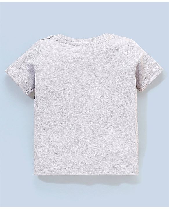 Babyhug Half Sleeves Cotton T-Shirt & Shorts Set Stripes & Dino Print - White & Blue