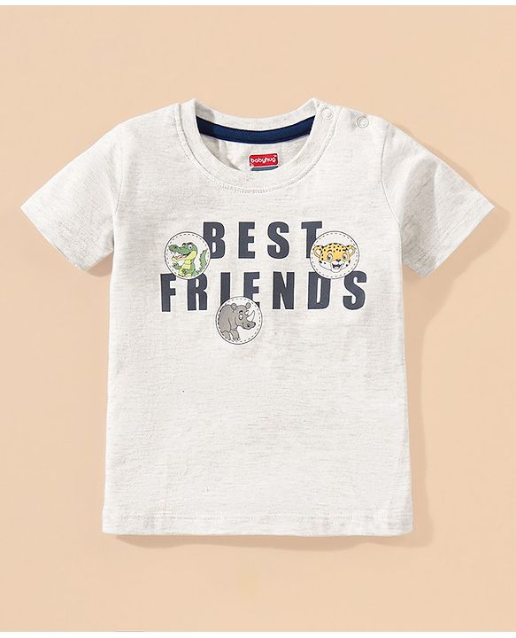 Babyhug Half Sleeve Printed T-Shirt and Shorts  Lion & Text Print - White Blue