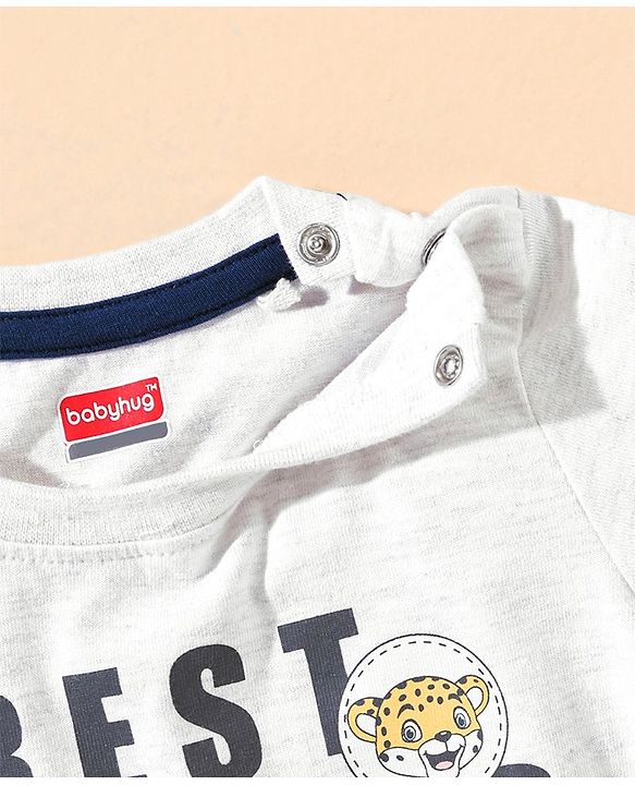 Babyhug Half Sleeve Printed T-Shirt and Shorts  Lion & Text Print - White Blue