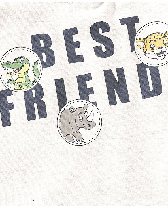 Babyhug Half Sleeve Printed T-Shirt and Shorts  Lion & Text Print - White Blue