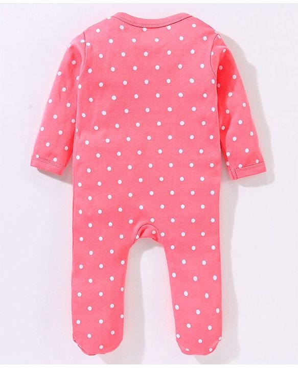 Babyhug Cotton Full Sleeves Sleepsuit Deer & Dot Print- Pink