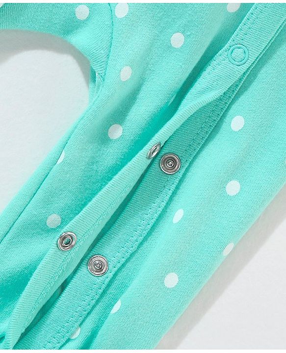 Babyhug Cotton Full Sleeves Sleep Suit Deer & Polka Dots Printed - Green