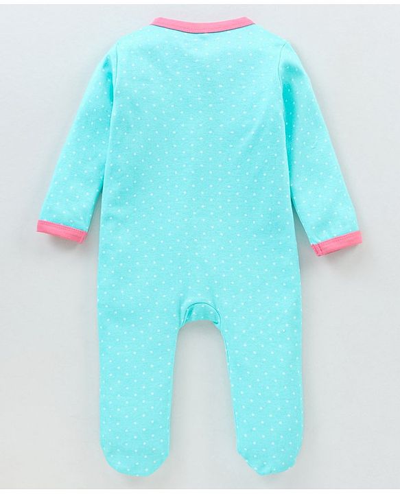 Babyhug Cotton Full Sleeves Sleep Suit Llama & Bird Print- Blue