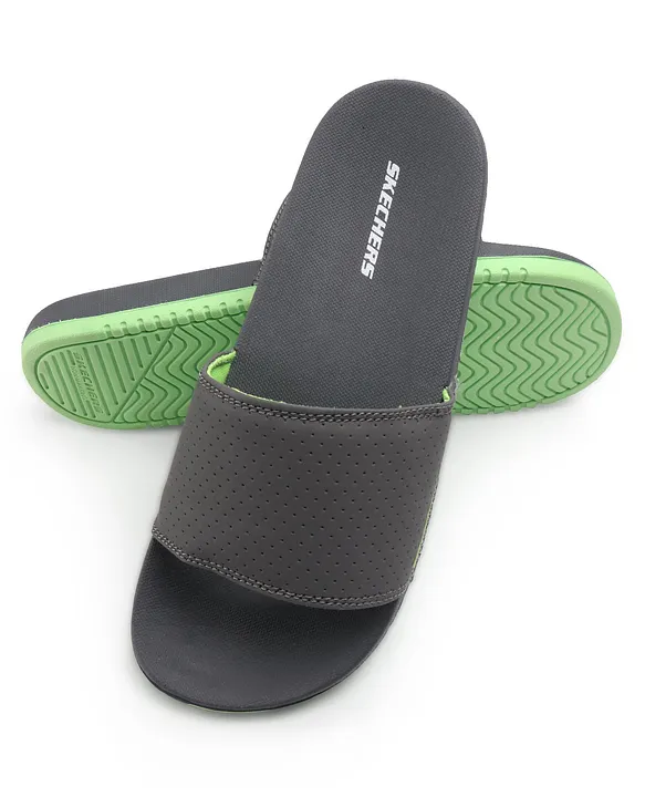 Skechers Gambix X Casual Wear Flip Flops Charcoal and Lime