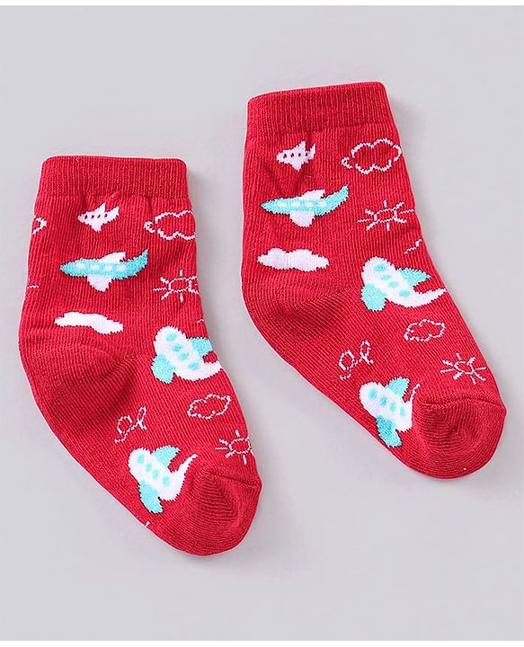 Cute Walk by Babyhug Anti Bacterial Ankle Length Striped Socks Pack of 3 - Blue Red
